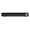 Schwarze Soundbar mit silbernem Regler und Trust-Logo, auf weiÃŸem Hintergrund.