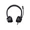 Schwarzes On-Ear-Headset mit Kopfbügel und Mikrofonarm vor weißem Hintergrund.