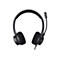 Schwarzes On-Ear-Headset mit Kopfbügel und Mikrofonarm vor weißem Hintergrund.