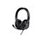 Schwarzes kabelgebundenes Trust-Headset mit gepolsterten Ohrmuscheln und schwenkbarem Mikrofonarm vor weißem Hintergrund.