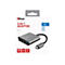 Grauer Trust 3-in-1-Adapter mit USB-C-Anschluss, HDMI, USB-C und USB-A. Aufschrift 4K 100W.