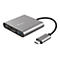 Grauer USB-C-Hub mit AnschlÃ¼ssen fÃ¼r HDMI, USB und USB-C.