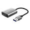 Grauer USB-Kartenleser von Trust mit kurzem schwarzem Kabel und USB-A-Stecker vor weißem Hintergrund.