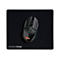 Schwarze Gaming-Maus auf einem schwarzen Mauspad mit weißem Schriftzug GamingXTrust.