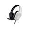 Weißes Gaming-Headset mit schwarzem Mikrofonbügel und gepolsterten Ohrhörern vor weißem Hintergrund.