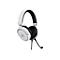 Weißes Gaming-Headset mit Mikrofon, PlayStation-Logo.
