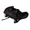 Manette de jeu noire avec des accents rouges et un câble. Boutons avec des lettres et des symboles. Inscription : TRUST.