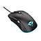 Schwarze Gaming-Maus mit blauer LED-Beleuchtung und beleuchtetem GXT-Logo vor weißem Hintergrund.