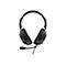Schwarzes Gaming-Headset mit Kopfbügel und seitlich angebrachtem Mikrofon vor weißem Hintergrund.