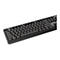 Schwarze Trust Tastatur in Draufsicht, Fokus auf QWERTZ-Layout und Funktionstasten.