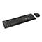 Schwarzes kabelloses Tastatur-Maus-Set von Trust vor neutralem Hintergrund.