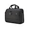 Schwarze Laptoptasche mit Henkeln und ReiÃŸverschlÃ¼ssen. Auf der Vorderseite ist ein Logo abgebildet.