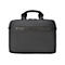 Schwarze Laptoptasche mit Tragegriff, auf der ein Logo steht.
