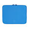 Blaue Laptoptasche mit ReiÃŸverschluss und Logo. Aufschrift 'second skin'.