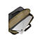 Ein Tablet in einer schwarzen Laptoptasche. Innenfutter beige. Griff der Tasche rechts unten.
