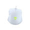 Souris de jeu blanche avec logo jaune et câble. La souris est présentée sur un fond blanc.