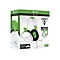 Ein Gaming-Headset auf einer weißen und grünen Verpackung mit Text wie "XBOX ONE" und "Turtle Beach".