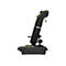 Schwarzer Joystick mit goldenen Akzenten, weißer Hintergrund. Mit Knöpfen und Auslösern.