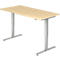 Ulm bureau, elektrisch in hoogte verstelbaar, T-basis, B 1600 mm, ahorn afwerking