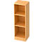 A beige bookcase with three shelves. The edges are neatly finished.