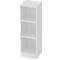 White shelf with three compartments. Simple design, ideal for storage.