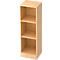 A light brown, upright shelf with three open compartments. The surface and sides are smooth and wood-like.