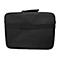 Schwarze Laptoptasche mit Tragegriff vor weißem Hintergrund.