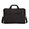 Schwarze Laptoptasche mit Tragegriffen und abnehmbarem Schultergurt vor weißem Hintergrund.