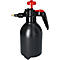 Schwarze Sprühflasche mit rotem Griff und Knopf. Skalierung für Volumen auf der Seite.