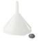 White funnel with a small sieve next to it.