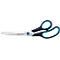 Scissors with black handles and blue accents, on a white background. The blade says "Westcott".