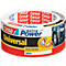 A roll of white tesa extra Power Universal tape. Inscription: tesa, extra Power, Universal. Print: 25m x 50mm, white.