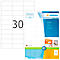 Bladen met etiketten met de opdruk "30", plus productverpakking met het "Herma Premium" logo.