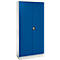 Universele stalen kast, B 920 x D 420 x H 1950 mm, 4 legborden, lichtgrijs RAL 7035/gentiaanblauw RAL 5010 