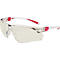 Lunettes de sécurité transparentes avec branches blanches et accents rouges. Le logo UNIVET est visible sur la monture.