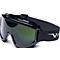Lunettes de protection noires avec verres verts et une sangle noire avec un logo blanc.