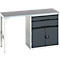 Unterbauwerkbank Bott verso, Linoleum-Platte, 2 Schubladen, 1 Tür, 1 Ablageboden, B 1500 x T 600 x H 930 mm, Lichtgrau / Anthrazitgrau