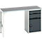 Unterbauwerkbank Bott verso, Linoleum-Platte, 2 Schubladen, 1 Tür, 1 Ablageboden, B 1500 x T 600 x H 930 mm, Lichtgrau / Anthrazitgrau