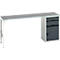 Unterbauwerkbank Bott verso, Linoleum-Platte, 2 Schubladen, 1 Tür, 1 Ablageboden, B 2000 x T 600 x H 930 mm, Lichtgrau / Anthrazitgrau