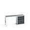 Unterbauwerkbank Bott verso, Linoleum-Platte, 2 Schubladen, 1 Tür, 1 Ablageboden, B 2000 x T 600 x H 930 mm, Lichtgrau / Anthrazitgrau