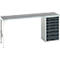 Unterbauwerkbank Bott verso, Linoleum-Platte, 7 Schubladen, B 2000 x T 600 x H 930 mm, Lichtgrau / Anthrazitgrau