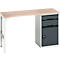 Unterbauwerkbank Bott verso, Multiplex-Platte, 2 Schubladen, 1 Tür, 1 Ablageboden, B 1500 x T 600 x H 930 mm, Lichtgrau / Anthrazitgrau