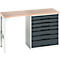 Unterbauwerkbank Bott verso, Multiplex-Platte, 7 Schubladen, B 1500 x T 600 x H 930 mm, Lichtgrau / Anthrazitgrau