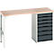 Unterbauwerkbank Bott verso, Multiplex-Platte, 7 Schubladen, B 1500 x T 600 x H 930 mm, Lichtgrau / Anthrazitgrau