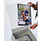 Update Display brochurehouder Outdoor PLUS, DIN A4, verrijdbaar met wielen, geperforeerd plaatstalen ontwerp, zilver