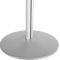 Silberner runder Standfuß mit mittiger Säule. Helles, schlichtes Design.