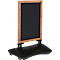 Update Display Kreidetafel WindPro WOOD, beidseitig beschriftbar, Kunststoff-Fuß, Laufrollen, magnethaftend, Kiefer, 460 x 680 mm
