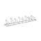 Metal bicycle rack, designed to hold several bicycles. Shown against a white background.