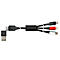 Black multi-purpose charging cable with USB, micro-USB, Type-C, and Lightning connectors.