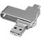 USB-Stick 3.0 4-in-1 OTG, USB-Typ-B, USB-Typ-C, Micro-USB und Lightning, Aluminium, silber, 128 GB